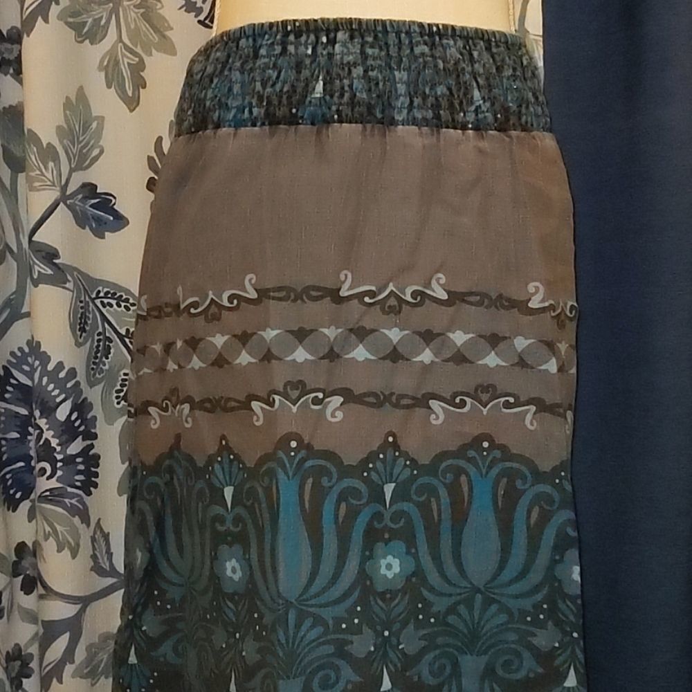 Free People womens Abstract Print Boho Skirt Elastic Waist - Picture 5 of 5